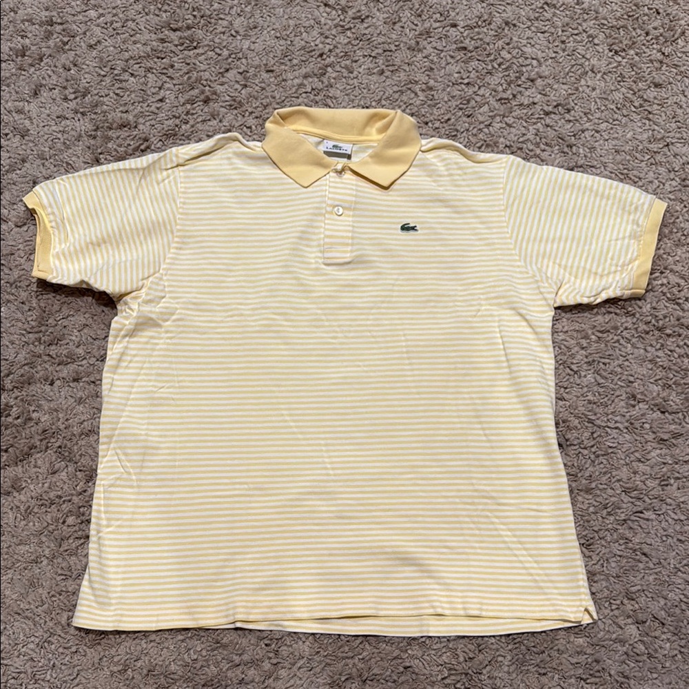 Lacoste Men's Yellow White Striped Polo Shirt XL